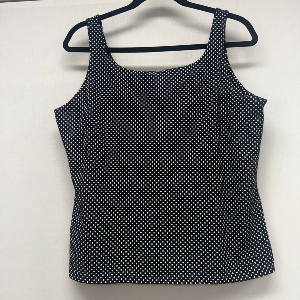 Women's Karen Scott Black White Polka Dot Tank Top XL